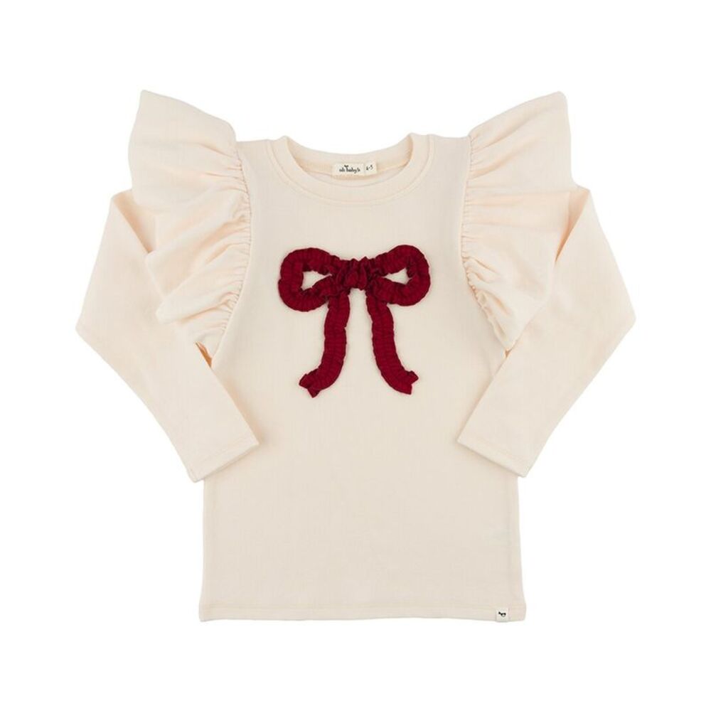 Oh Baby! Girls  Berry Ruffle Bow Baby Rib Butterfly Tee